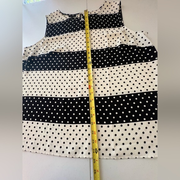 TALBOT’S BLACK & WHITE POLKA DOT WIDE STRIPE SLEEVELESS BLOUSE SIZE XL - Picture 6 of 8